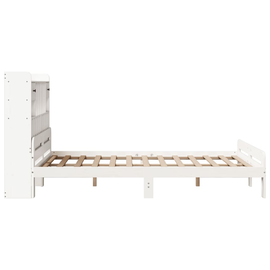 seng med reol uden madras 160x200 cm massivt fyrretræ hvid