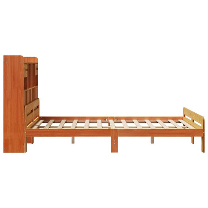 seng med reol uden madras 160x200cm massivt fyrretræ gyldenbrun