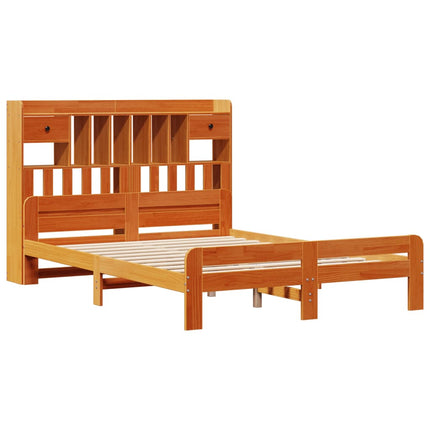 seng med reol uden madras 150x200cm massivt fyrretræ gyldenbrun