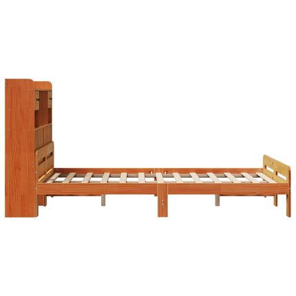 seng med reol uden madras 135x190cm massivt fyrretræ gyldenbrun