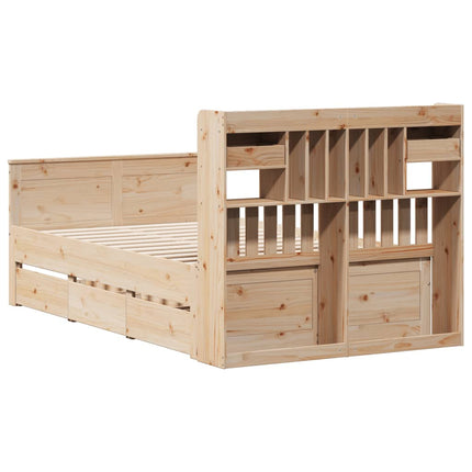 seng med reol uden madras 135x190 cm massivt fyrretræ