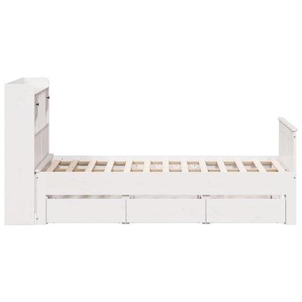 seng med reol uden madras 135x190 cm massivt fyrretræ hvid