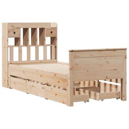seng med reol uden madras 90x190 cm massivt fyrretræ