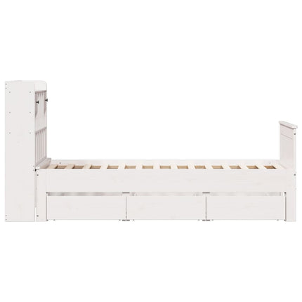 seng med reol uden madras 75x190 cm massivt fyrretræ hvid