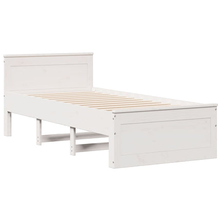 seng med reol uden madras 75x190 cm massivt fyrretræ hvid