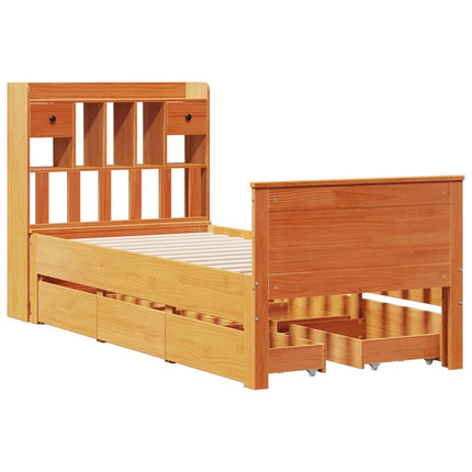 seng med reol uden madras 75x190 cm massivt fyrretræ gyldenbrun