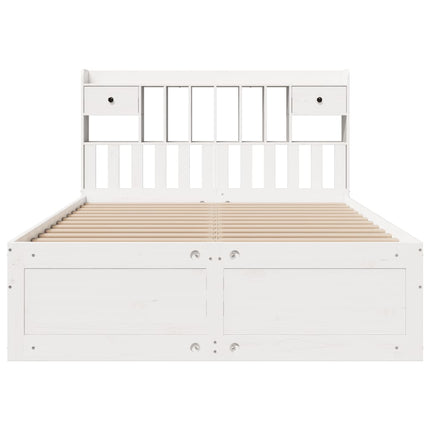 seng med reol uden madras 140x190 cm massivt fyrretræ hvid