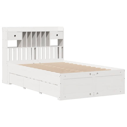 seng med reol uden madras 135x190 cm massivt fyrretræ hvid