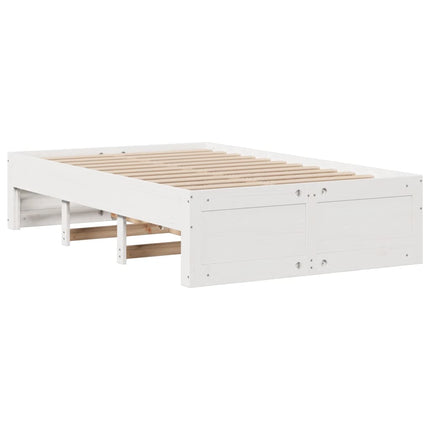 seng med reol uden madras 135x190 cm massivt fyrretræ hvid