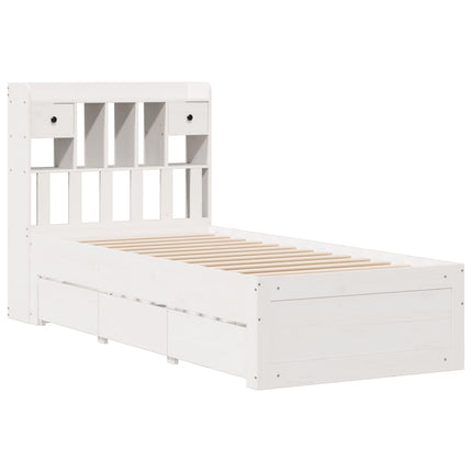 seng med reol uden madras 75x190 cm massivt fyrretræ hvid