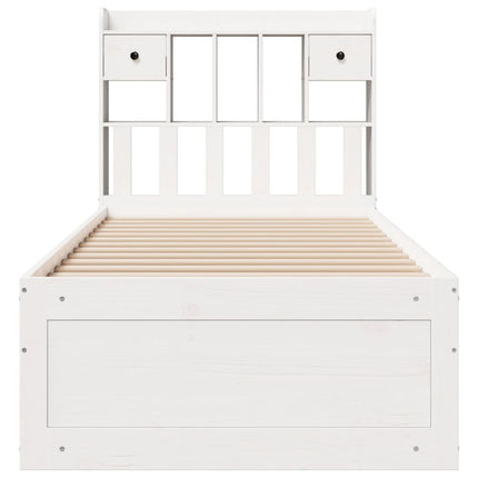 seng med reol uden madras 75x190 cm massivt fyrretræ hvid