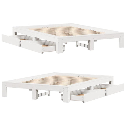 sengeramme uden madras 160x200 cm massivt fyrretræ hvid