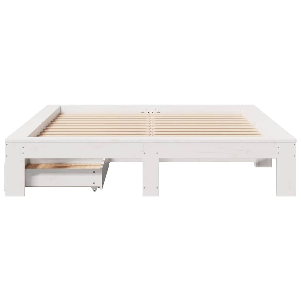 sengeramme uden madras 150x200 cm massivt fyrretræ hvid