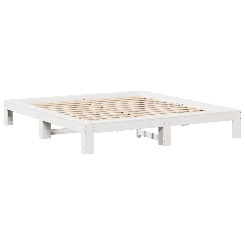 sengeramme uden madras 150x200 cm massivt fyrretræ hvid