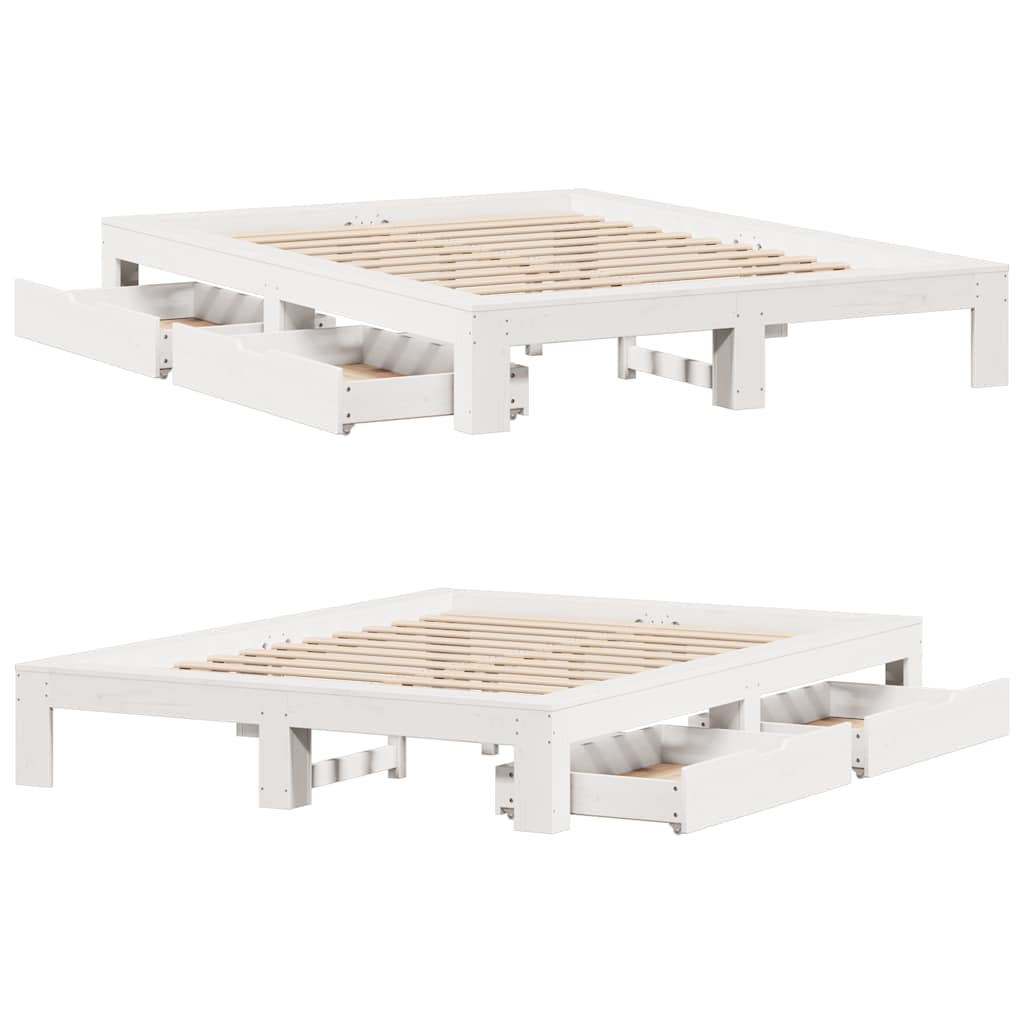 sengeramme uden madras 150x200 cm massivt fyrretræ hvid