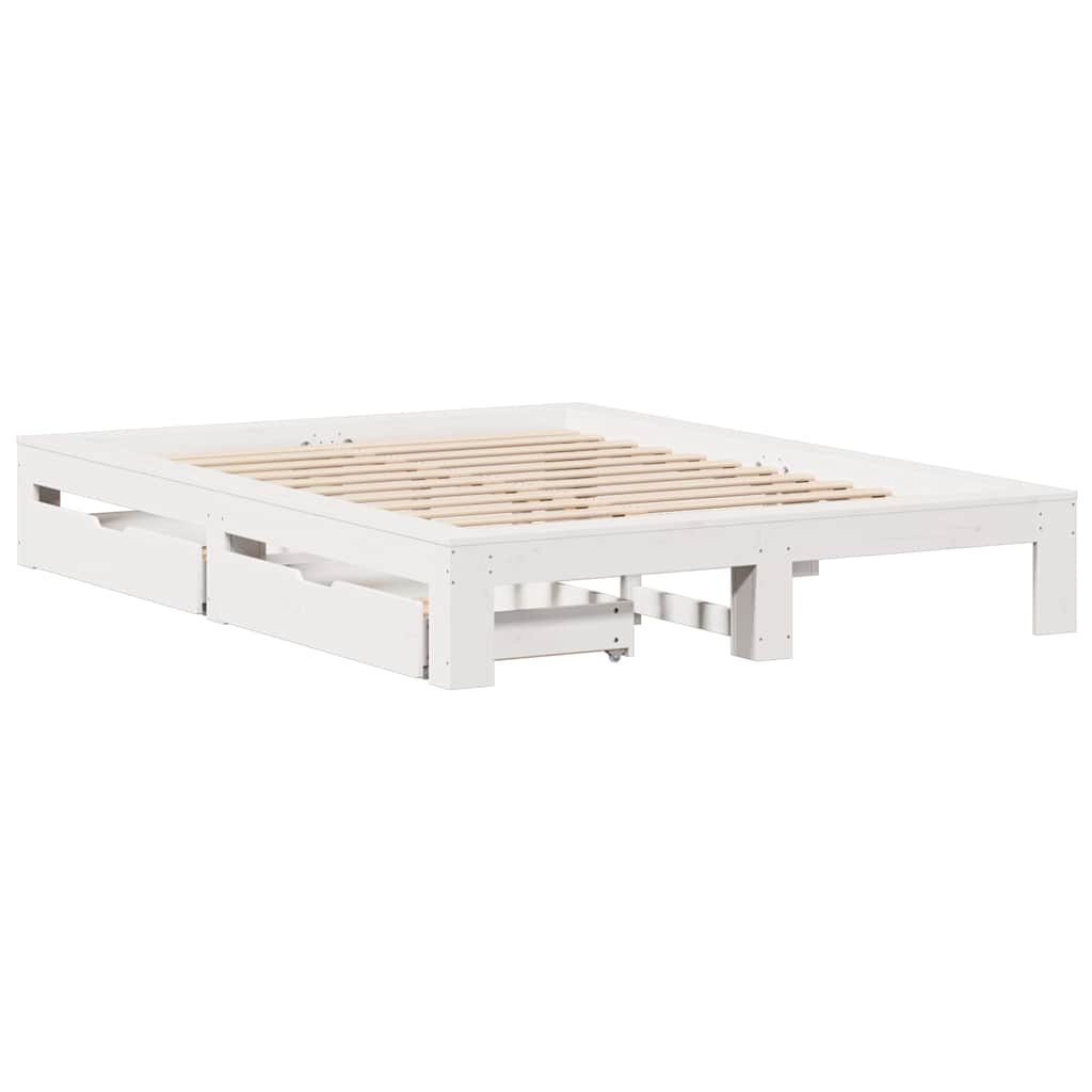 sengeramme uden madras 140x200 cm massivt fyrretræ hvid