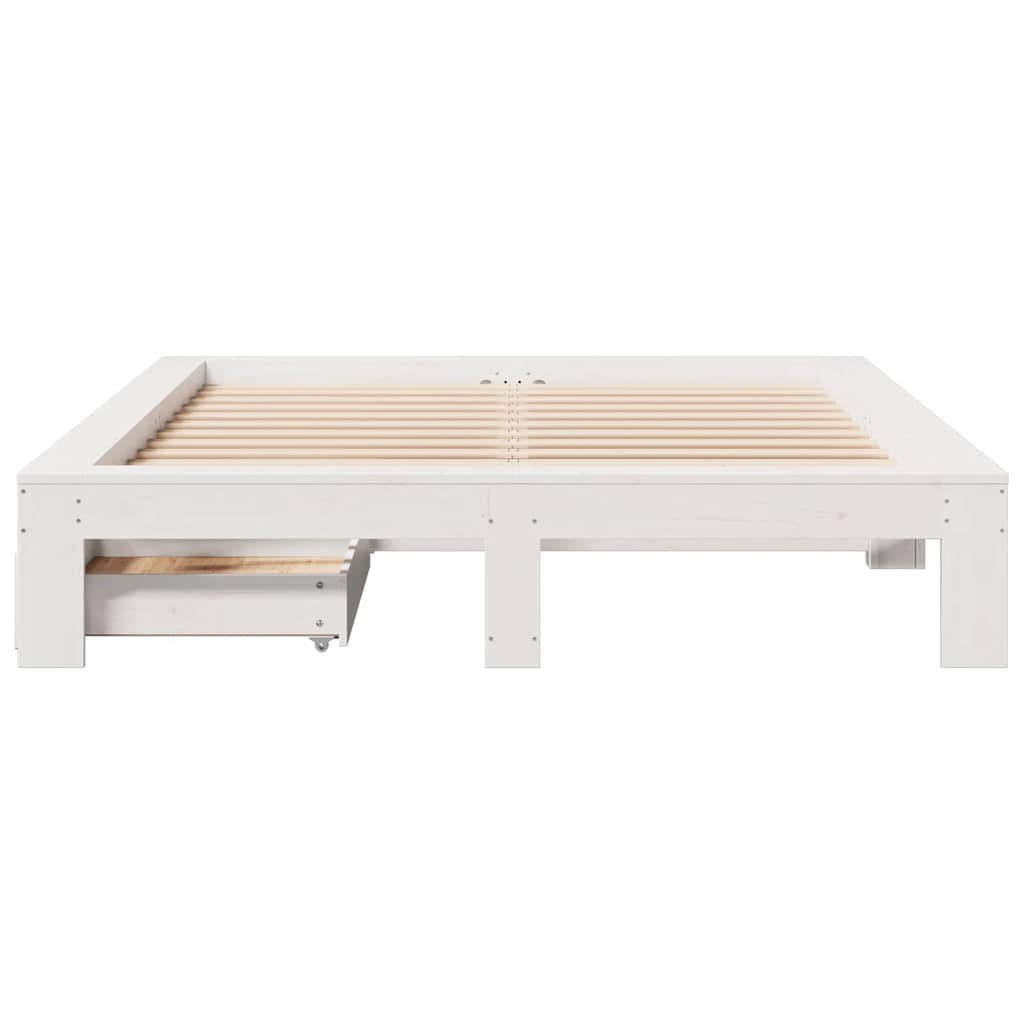 sengeramme uden madras 140x200 cm massivt fyrretræ hvid