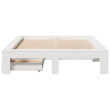 sengeramme uden madras 120x200 cm massivt fyrretræ hvid