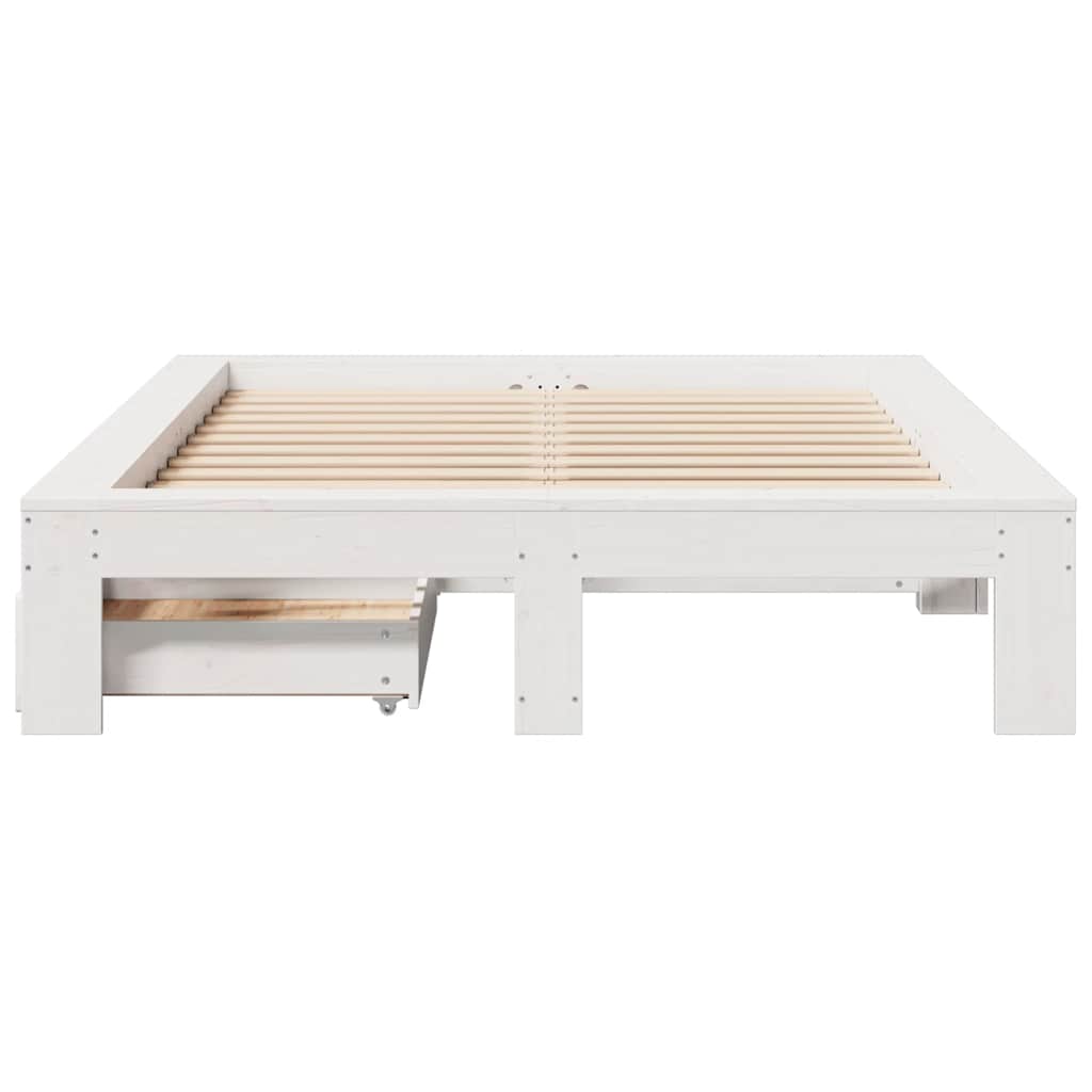sengeramme uden madras 120x200 cm massivt fyrretræ hvid