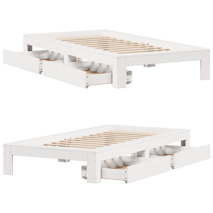sengeramme uden madras 100x200 cm massivt fyrretræ hvid