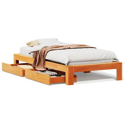 sengeramme uden madras 100x200 cm massivt fyrretræ gyldenbrun