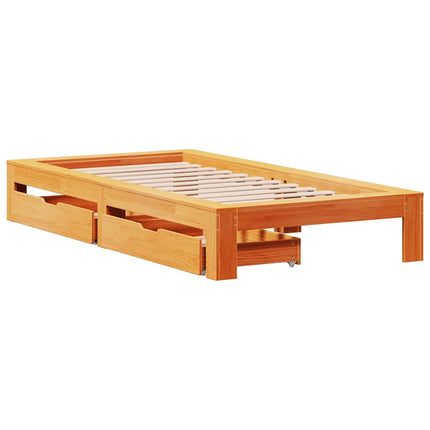 sengeramme uden madras 100x200 cm massivt fyrretræ gyldenbrun