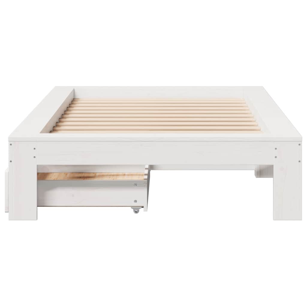 sengeramme uden madras 90x200 cm massivt fyrretræ hvid