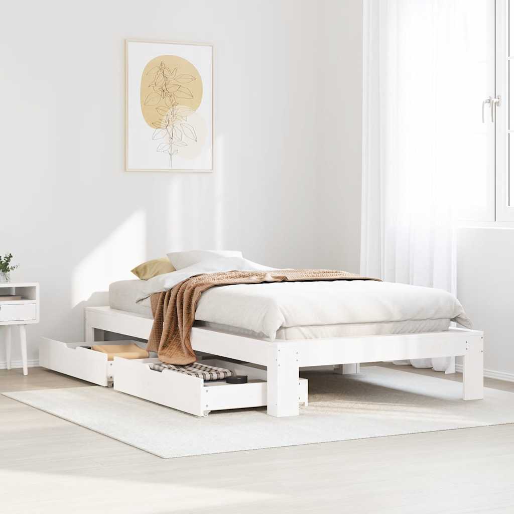 sengeramme uden madras 90x200 cm massivt fyrretræ hvid