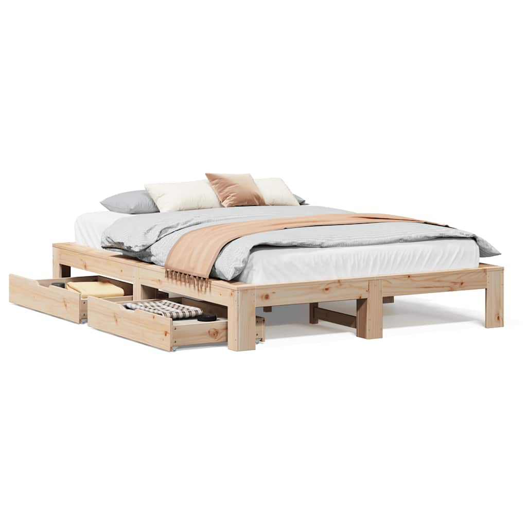sengeramme uden madras 140x190 cm massivt fyrretræ