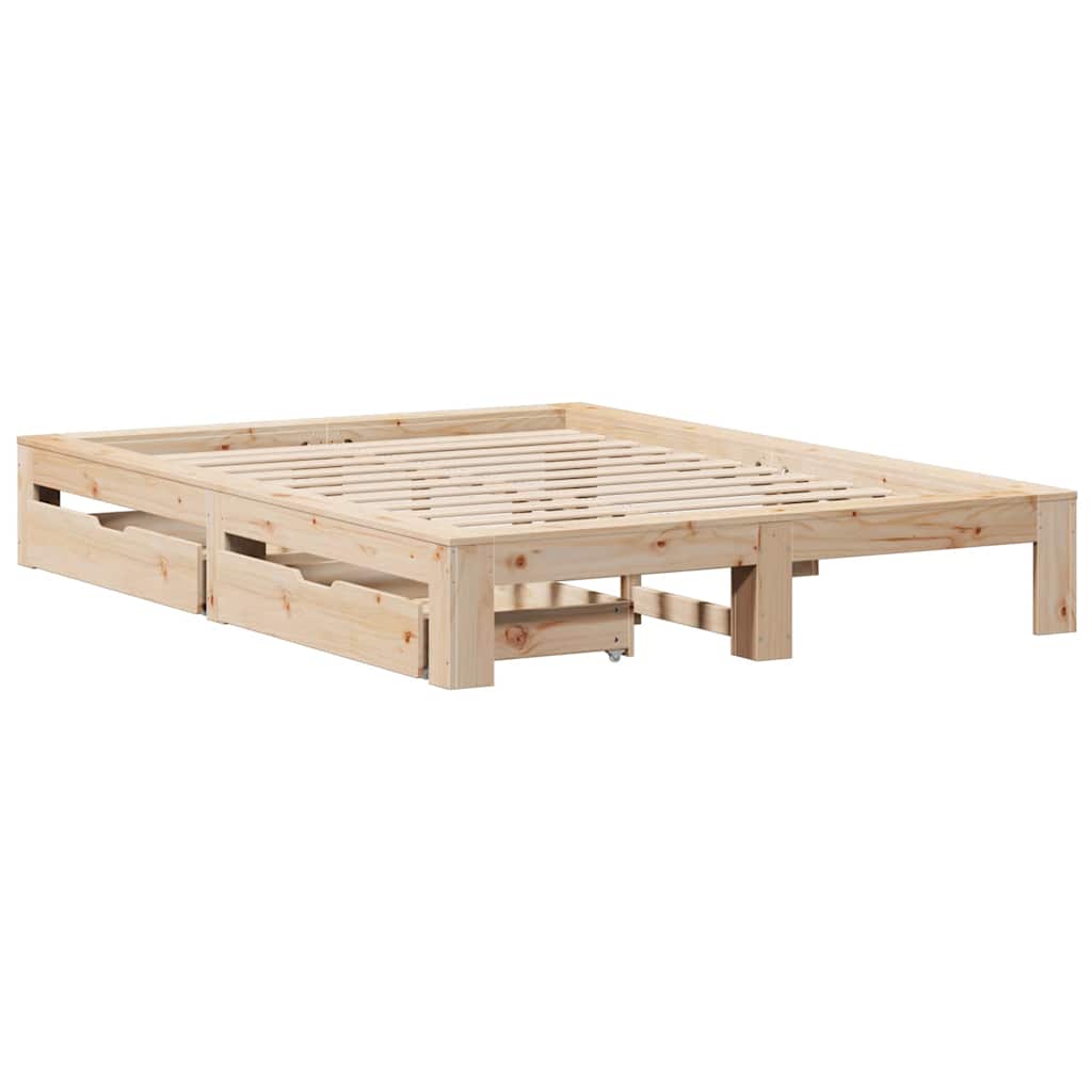 sengeramme uden madras 140x190 cm massivt fyrretræ
