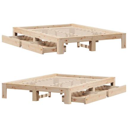 sengeramme uden madras 140x190 cm massivt fyrretræ
