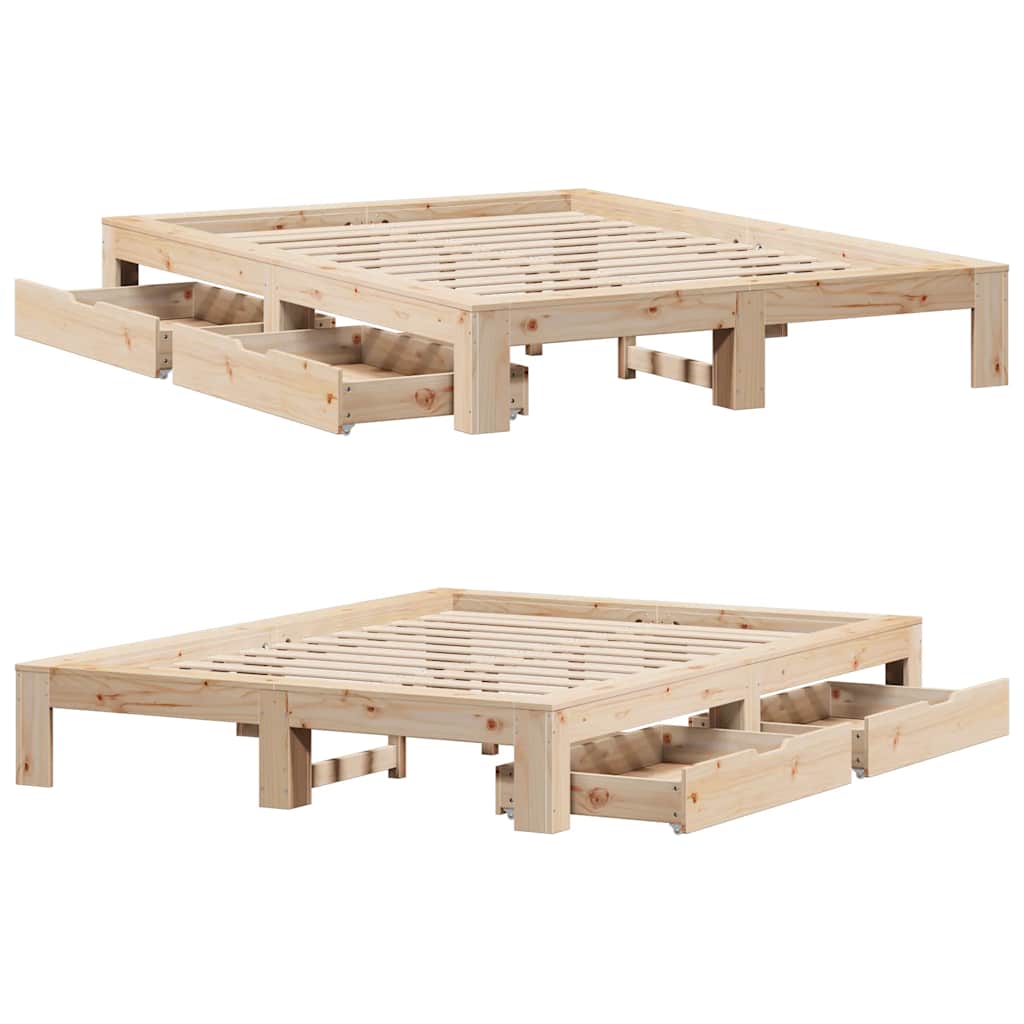 sengeramme uden madras 140x190 cm massivt fyrretræ