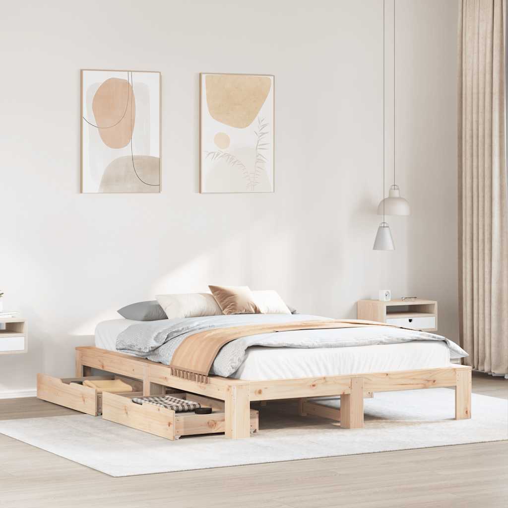 sengeramme uden madras 140x190 cm massivt fyrretræ