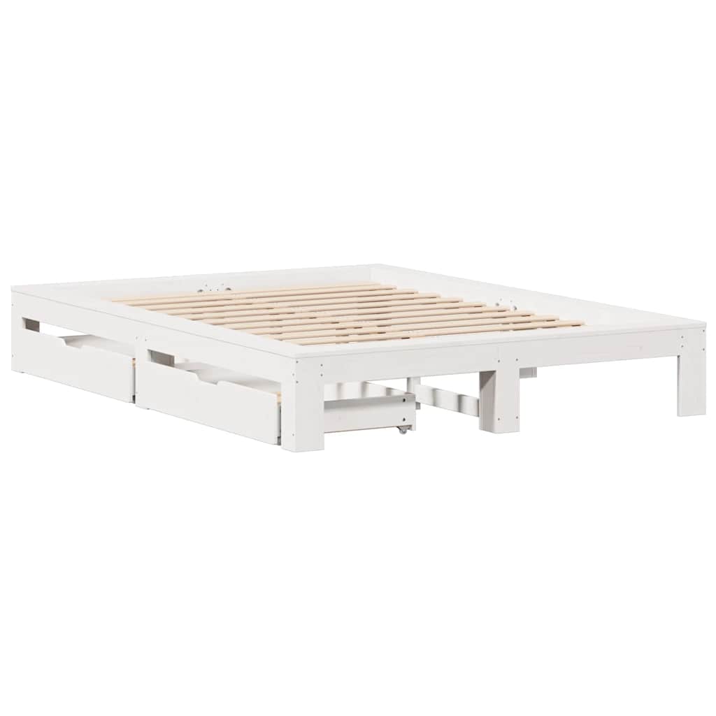 sengeramme uden madras 140x190 cm massivt fyrretræ hvid