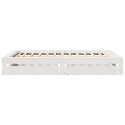 sengeramme uden madras 140x190 cm massivt fyrretræ hvid