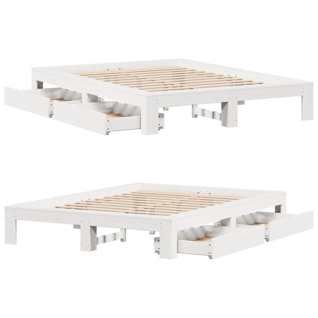 sengeramme uden madras 140x190 cm massivt fyrretræ hvid