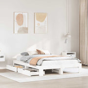 sengeramme uden madras 140x190 cm massivt fyrretræ hvid