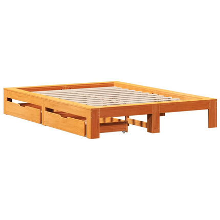 sengeramme uden madras 140x190 cm massivt fyrretræ gyldenbrun