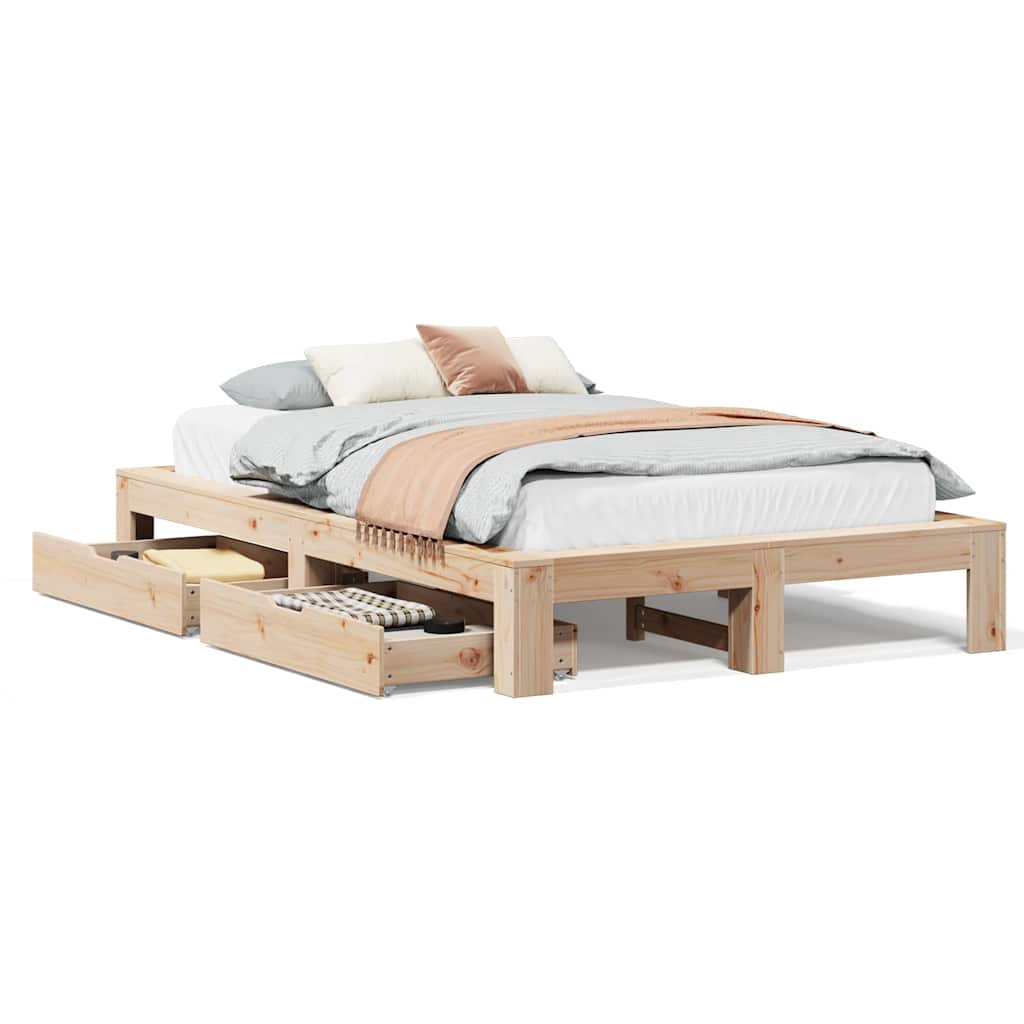 sengeramme uden madras 135x190 cm massivt fyrretræ hvid