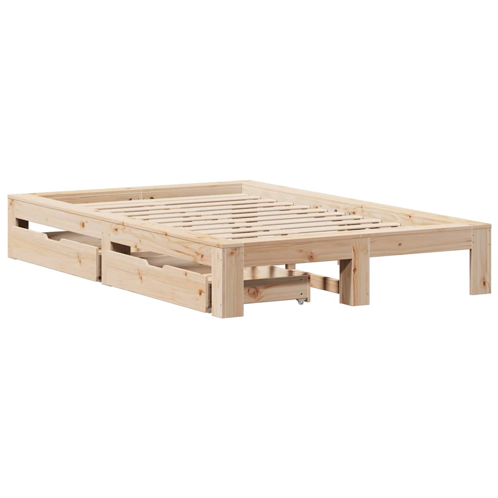sengeramme uden madras 135x190 cm massivt fyrretræ hvid