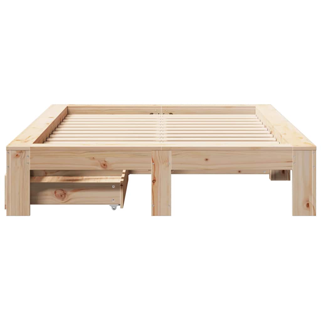 sengeramme uden madras 135x190 cm massivt fyrretræ hvid