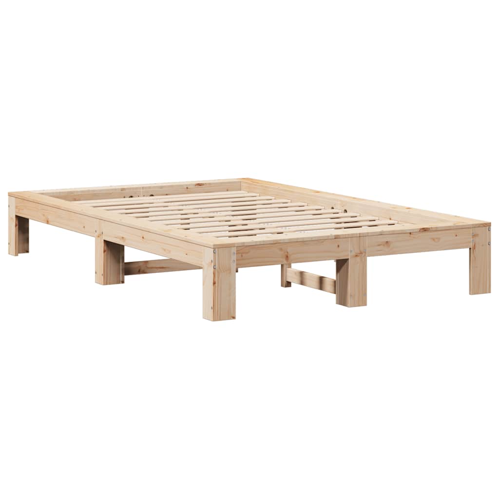 sengeramme uden madras 135x190 cm massivt fyrretræ hvid