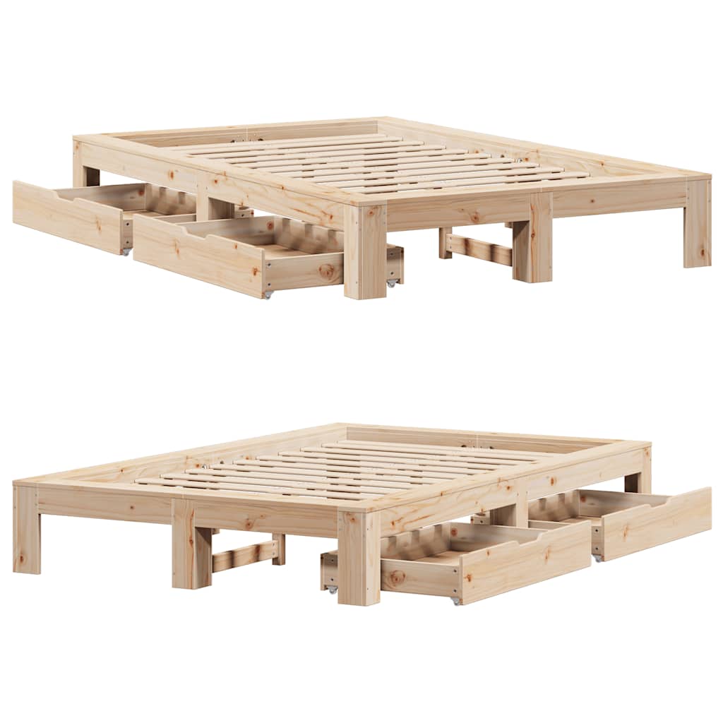 sengeramme uden madras 135x190 cm massivt fyrretræ hvid