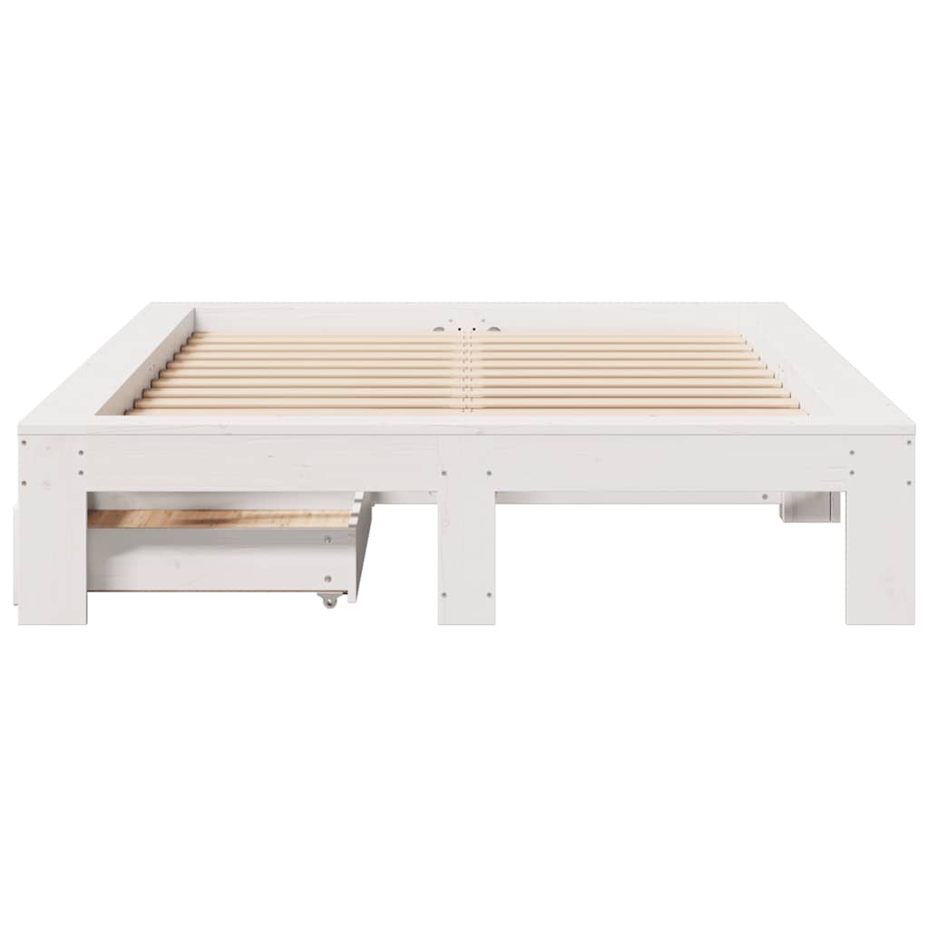 sengeramme uden madras 135x190 cm massivt fyrretræ hvid