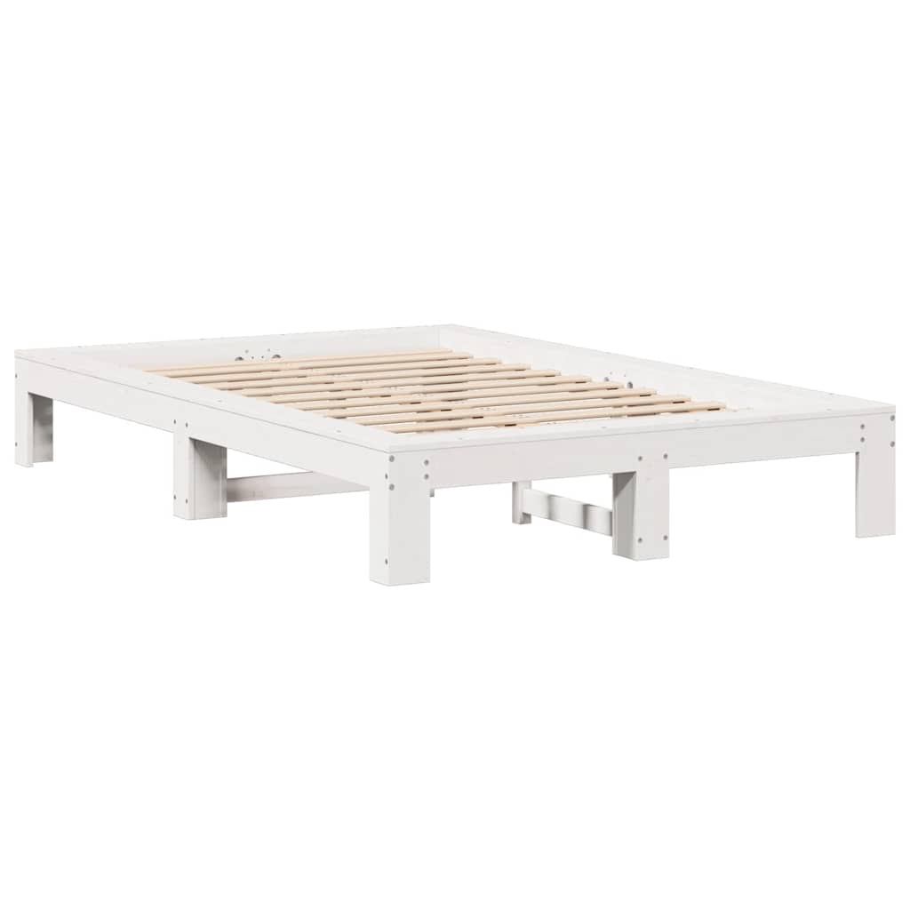 sengeramme uden madras 135x190 cm massivt fyrretræ hvid