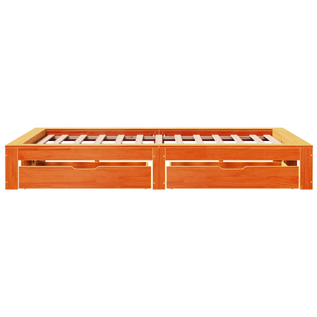sengeramme uden madras 135x190 cm massivt fyrretræ brun
