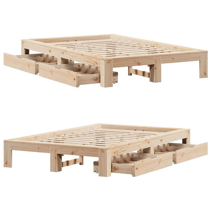 sengeramme uden madras 120x190 cm massivt fyrretræ