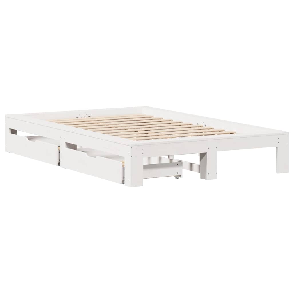sengeramme uden madras 120x190 cm massivt fyrretræ hvid
