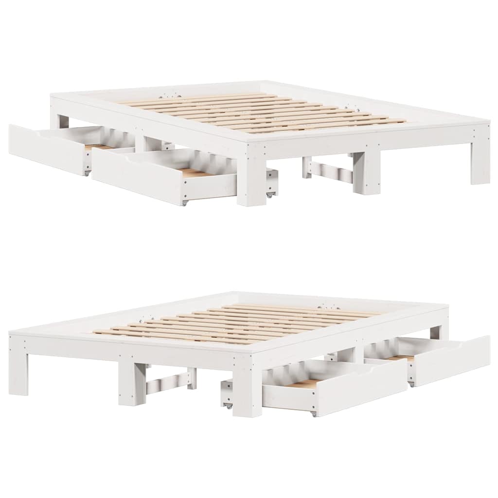 sengeramme uden madras 120x190 cm massivt fyrretræ hvid