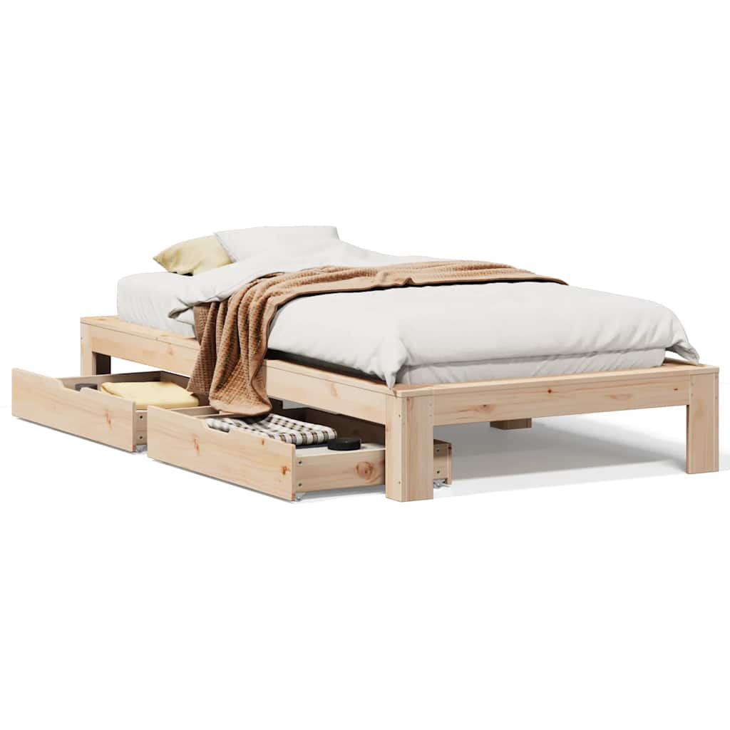 sengeramme uden madras 90x190 cm massivt fyrretræ